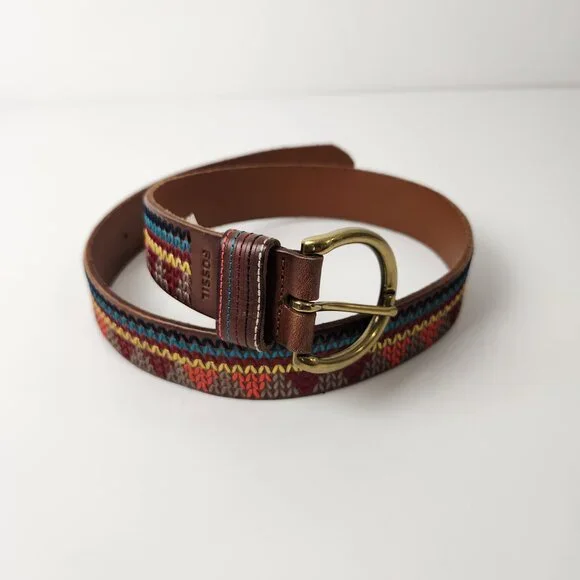 Fossil Belt Womens S Brown Southwest Embroidered Boho Western Cowgirl Rustic - Picture 10 of 10